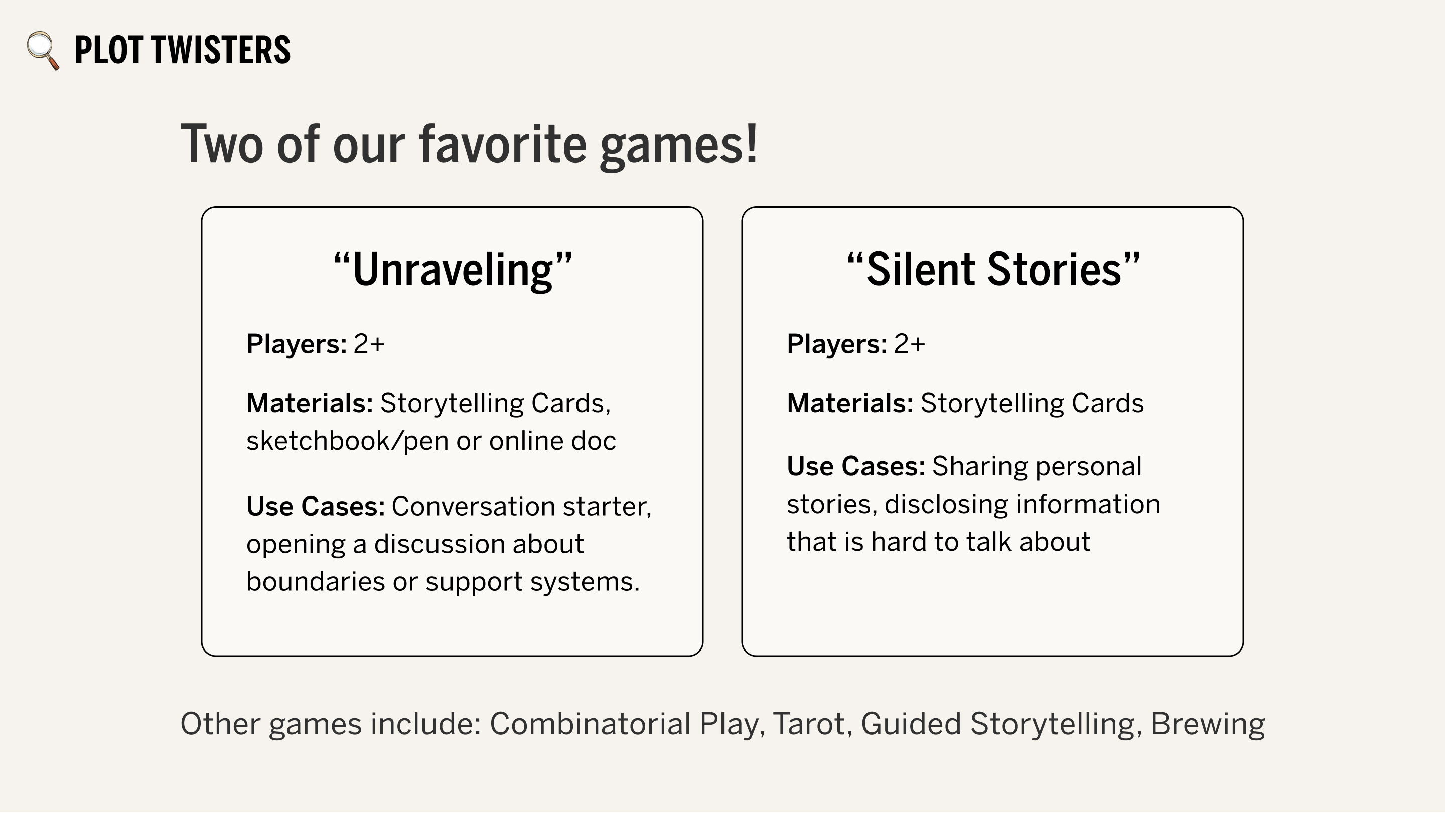 Plot Twist: A Storytelling Card Game, Board Game